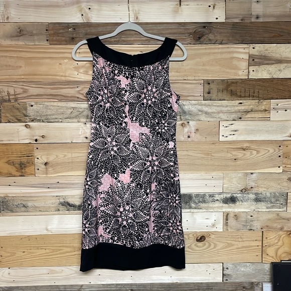 Connected Apparel size 10 Black and Pink Sheath Midi Sleeveless Stretchy Dress - Picture 6 of 8